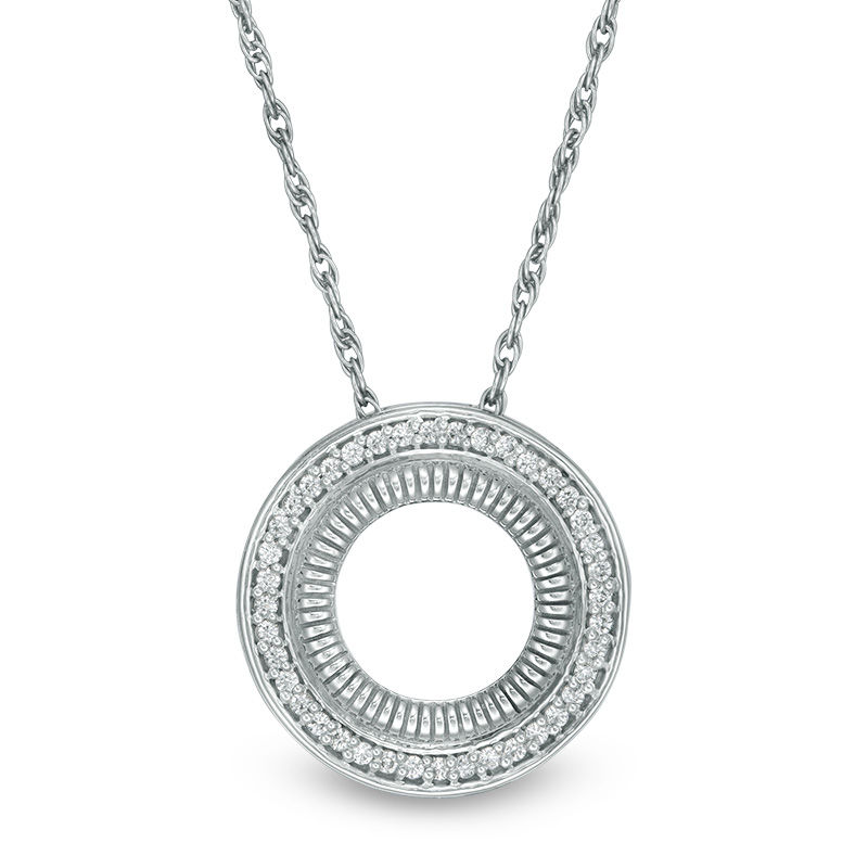 0.088 CT. T.W. Diamond Double Circle Pendant in Sterling Silver|Peoples Jewellers