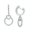 Thumbnail Image 0 of 0.115 CT. T.W. Diamond Heart Hoop Earrings in Sterling Silver