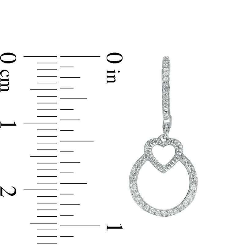 0.115 CT. T.W. Diamond Heart Hoop Earrings in Sterling Silver|Peoples Jewellers