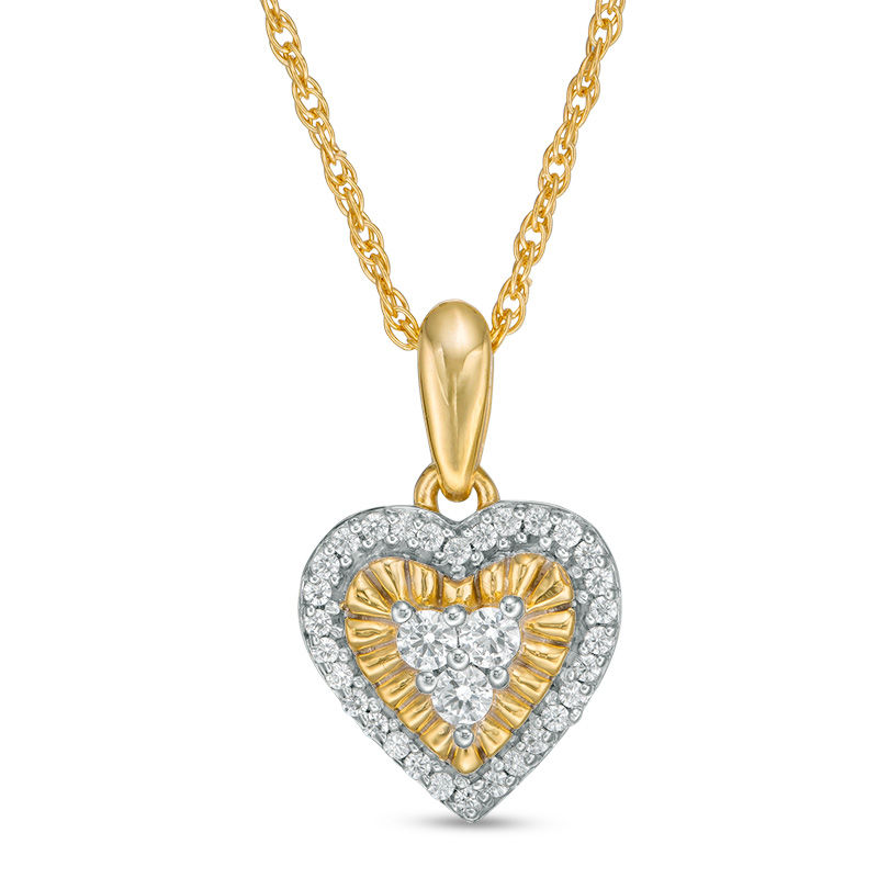 0.147 CT. T.W. Diamond Heart Frame Pendant in 10K Gold|Peoples Jewellers