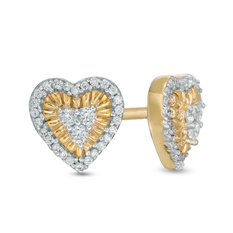 0.146 CT. T.W. Diamond Heart Frame Stud Earrings in 10K Gold|Peoples Jewellers