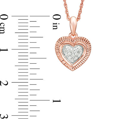 0.066 CT. T.W. Composite Diamond Textured Heart Pendant in 10K Rose Gold