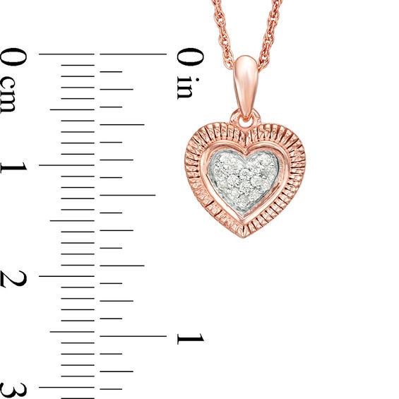 0.066 CT. T.W. Composite Diamond Textured Heart Pendant in 10K Rose Gold