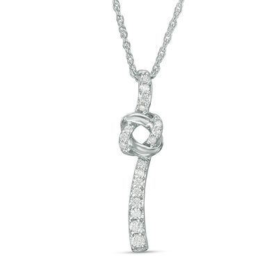 0.145 CT. T.W. Diamond Love Knot Pendant in Sterling Silver