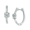 Thumbnail Image 0 of 0.145 CT. T.W. Diamond Love Knot Hoop Earrings in Sterling Silver
