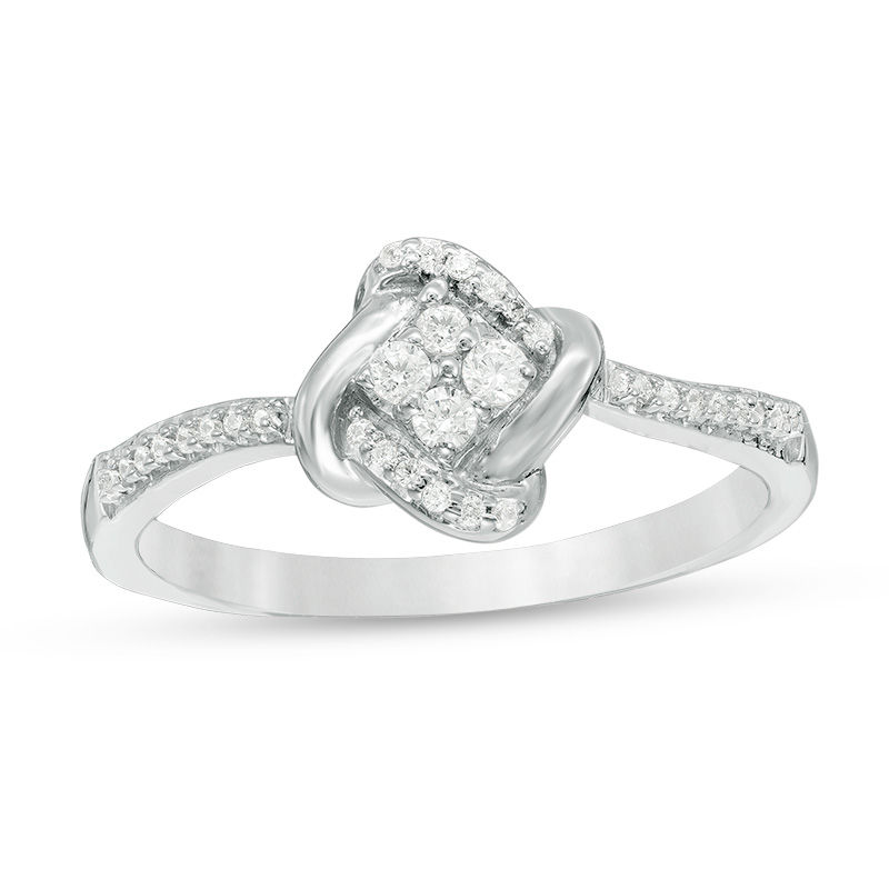 0.145 CT. T.W. Quad Diamond Love Knot Promise Ring in Sterling Silver|Peoples Jewellers