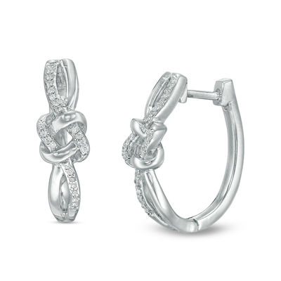 0.145 CT. T.W. Diamond Love Knot Hoop Earrings in Sterling Silver