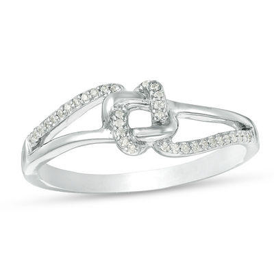 0.085 CT. T.W. Diamond Love Knot Ring in Sterling Silver