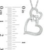 Thumbnail Image 1 of 0.066 CT. T.W. Diamond Double Offset Hearts with Square Knot Pendant in Sterling Silver