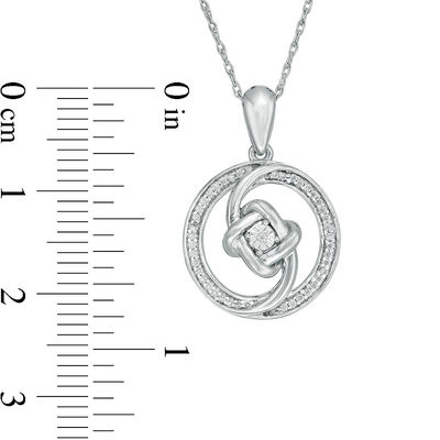 0.116 CT. T.W. Diamond Love Knot Swirl Circle Pendant in Sterling Silver