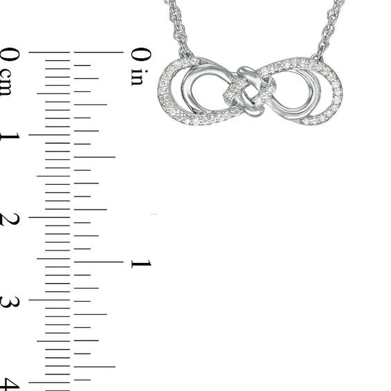 0.147 CT. T.W. Diamond Love Knot Double Sideways Infinity Necklace in Sterling Silver