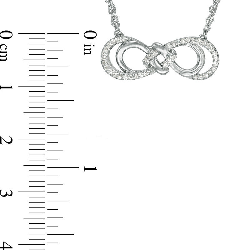 0.147 CT. T.W. Diamond Love Knot Double Sideways Infinity Necklace in Sterling Silver|Peoples Jewellers