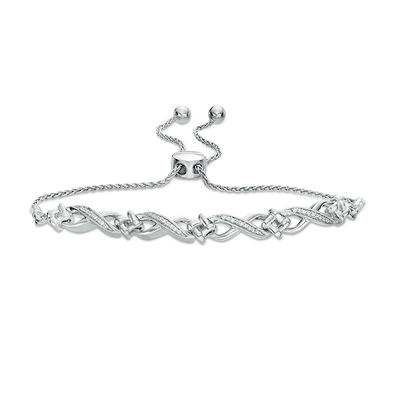 0.118 CT. T.W. Diamond Love Knot Infinity Bolo Bracelet in Sterling Silver - 9.5"