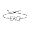 0.149 CT. T.W. Diamond Love Knot Hearts Bolo Bracelet in Sterling Silver - 9.5"