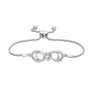 0.18 CT. T.W. Diamond Love Knot Double Infinity Bolo Bracelet in Sterling Silver - 9.5"