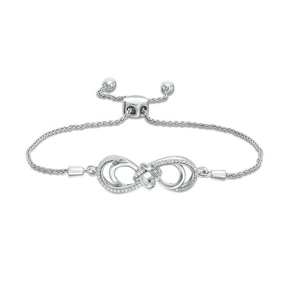 0.18 CT. T.W. Diamond Love Knot Double Infinity Bolo Bracelet in Sterling Silver - 9.5"