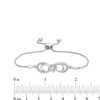 0.18 CT. T.W. Diamond Love Knot Double Infinity Bolo Bracelet in Sterling Silver - 9.5"