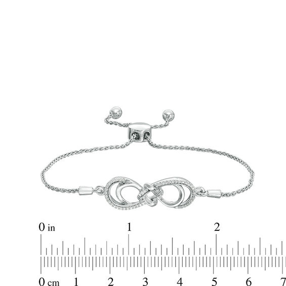 0.18 CT. T.W. Diamond Love Knot Double Infinity Bolo Bracelet in Sterling Silver - 9.5"