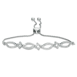 0.145 CT. T.W. Diamond Love Knot Bolo Bracelet in Sterling Silver - 9.5"