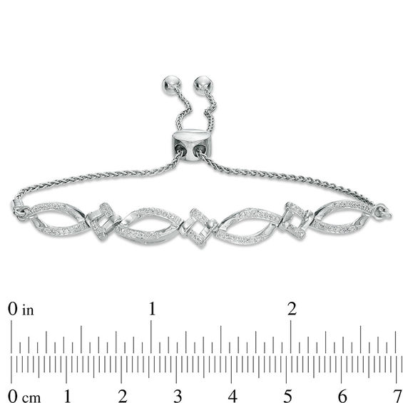 0.145 CT. T.W. Diamond Love Knot Bolo Bracelet in Sterling Silver - 9.5"