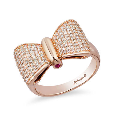 Special Edition Enchanted Disney Snow White 0.50 CT. T.W. Diamond and Ruby Bow Ring in 10K Rose Gold