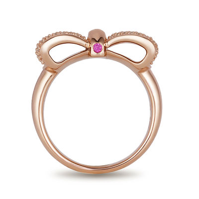 Special Edition Enchanted Disney Snow White 0.50 CT. T.W. Diamond and Ruby Bow Ring in 10K Rose Gold