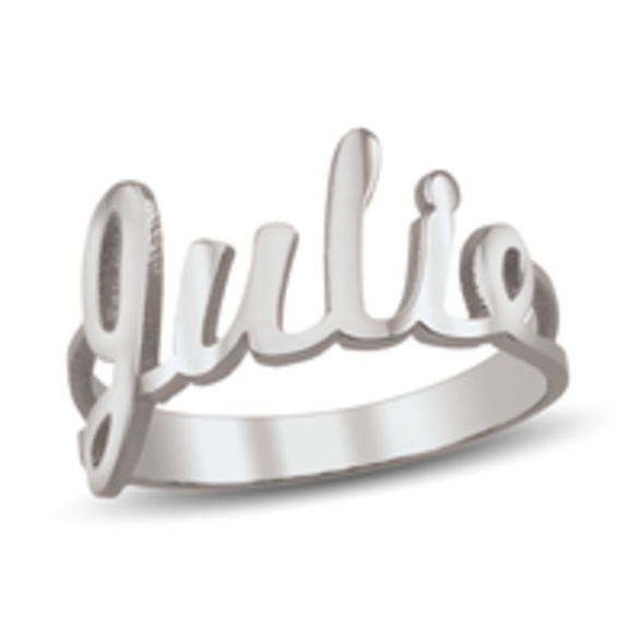 Name in hot sale silver ring