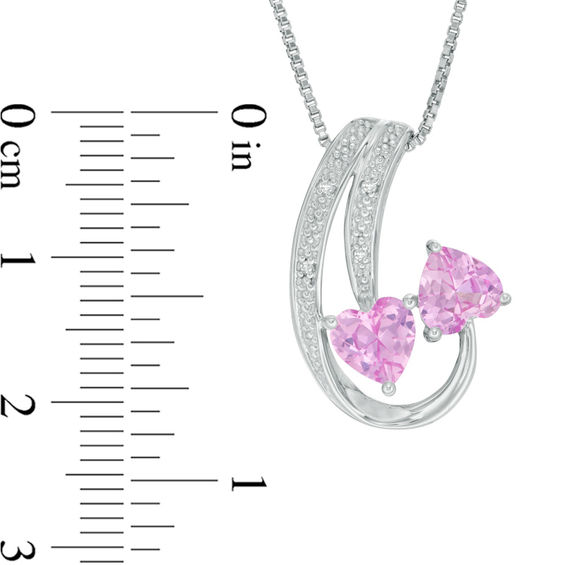 6.0mm Heart-Shaped Lab-Created Pink Sapphire and Diamond Accent Double Swirl Pendant in Sterling Silver