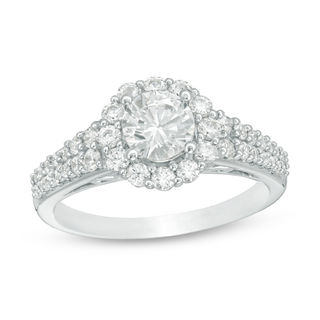 Celebration Ideal 1.38 CT. T.W. Certified Diamond Frame Engagement Ring in 14K White Gold (I/I1)