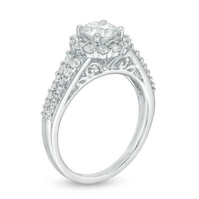 Celebration Ideal 1.38 CT. T.W. Certified Diamond Frame Engagement Ring in 14K White Gold (I/I1)