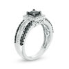 0.95 CT. T.W. Princess-Cut Black Diamond Frame Multi-Row Engagement Ring in 10K White Gold