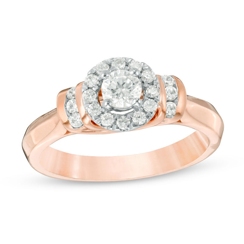0.45 CT. T.W. Diamond Frame Collar Engagement Ring in 10K Rose Gold|Peoples Jewellers