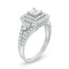 Thumbnail Image 1 of 0.95 CT. T.W. Princess-Cut Diamond Double Frame Tri-Sides Engagement Ring in 10K White Gold