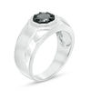 Thumbnail Image 1 of Men's 0.69 CT. Black Diamond Octagon Frame Signet Ring in Sterling Silver