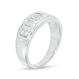 Men's 0.37 CT. T.W. Composite Diamond Three Stone Band in 10K White Gold