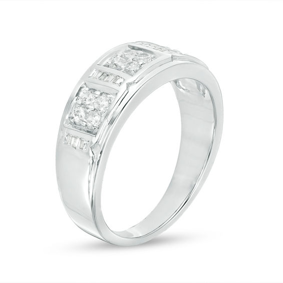 Men's 0.37 CT. T.W. Composite Diamond Three Stone Band in 10K White Gold