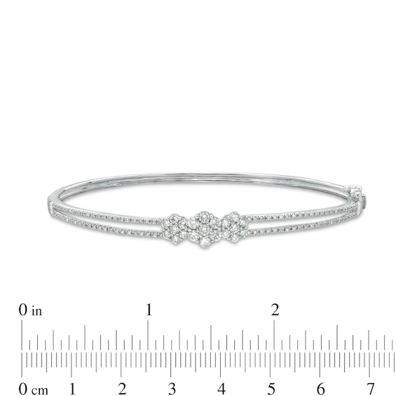 0.95 CT. T.W. Multi-Diamond Three Stone Bangle in 10K White Gold