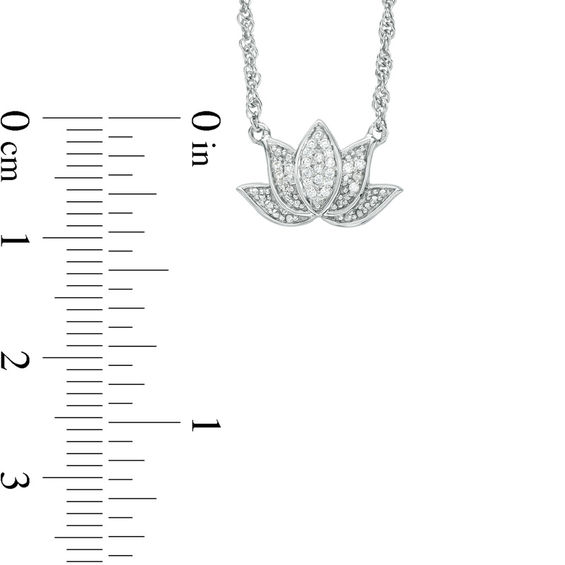 0.065 CT. T.W. Diamond Lotus Flower with "good karma" Message Necklace in Sterling Silver - 17.5"