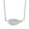 Thumbnail Image 0 of 0.04 CT. T.W. Diamond Feather "Be Free" Message Necklace in Sterling Silver - 17"