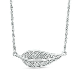 0.04 CT. T.W. Diamond Feather &quot;Be Free&quot; Message Necklace in Sterling Silver - 17&quot;