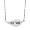 Thumbnail Image 1 of 0.04 CT. T.W. Diamond Feather "Be Free" Message Necklace in Sterling Silver - 17"