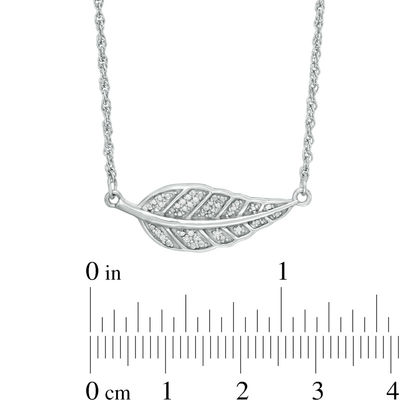 0.04 CT. T.W. Diamond Feather "Be Free" Message Necklace in Sterling Silver - 17"