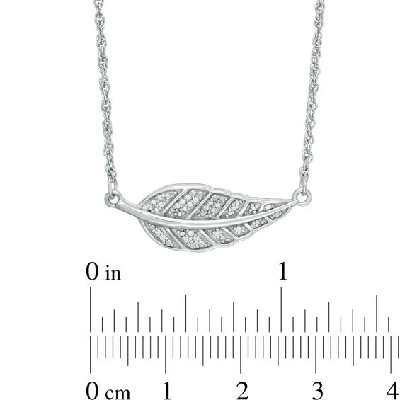 0.04 CT. T.W. Diamond Feather "Be Free" Message Necklace in Sterling Silver - 17"