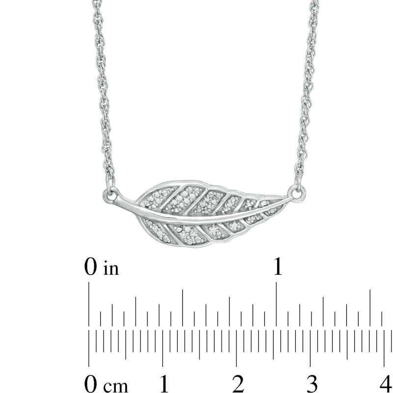 0.04 CT. T.W. Diamond Feather "Be Free" Message Necklace in Sterling Silver - 17"|Peoples Jewellers