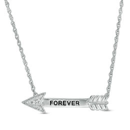 Diamond Accent &quot;FOREVER&quot; Arrow Necklace in Sterling Silver - 17&quot;