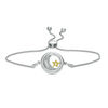 Diamond Accent Moon and Star "Love" Message Bolo Bracelet in Sterling Silver and 10K Gold - 9.5"