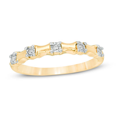 0.04 CT. T.W. Diamond Five Stone Bamboo Anniversary Band in 10K Gold