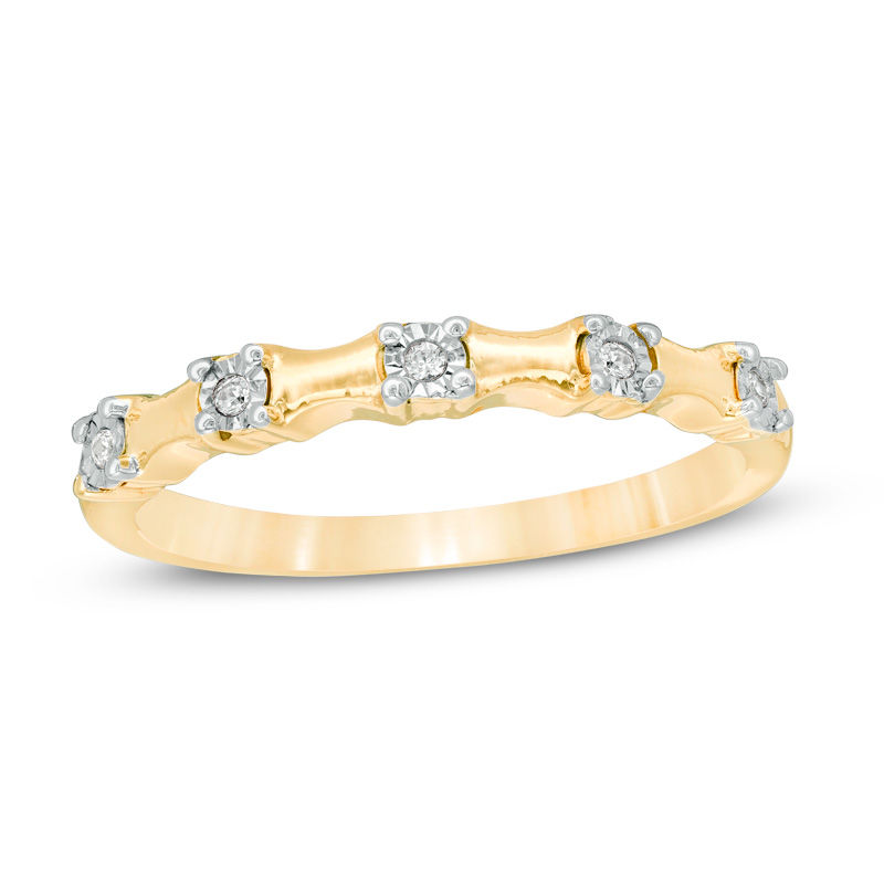 0.04 CT. T.W. Diamond Five Stone Bamboo Anniversary Band in 10K Gold|Peoples Jewellers