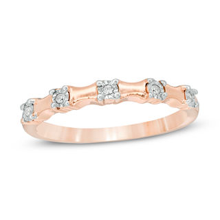 0.04 CT. T.W. Diamond Five Stone Bamboo Anniversary Band in 10K Rose Gold