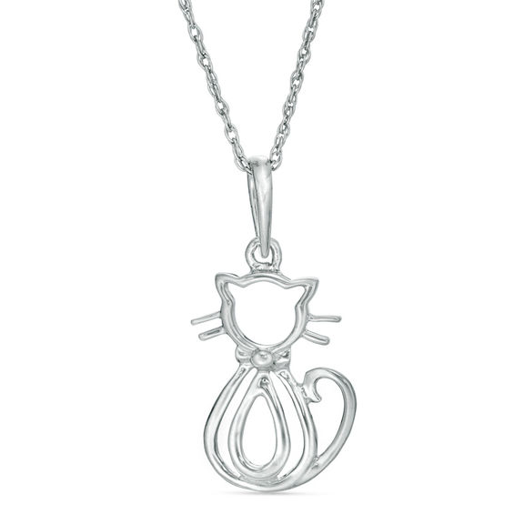 Cat silver outlet necklace